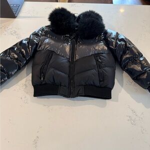 Jordan Craig Black Kids Puffer Jacket with Fur Collar. Size 5